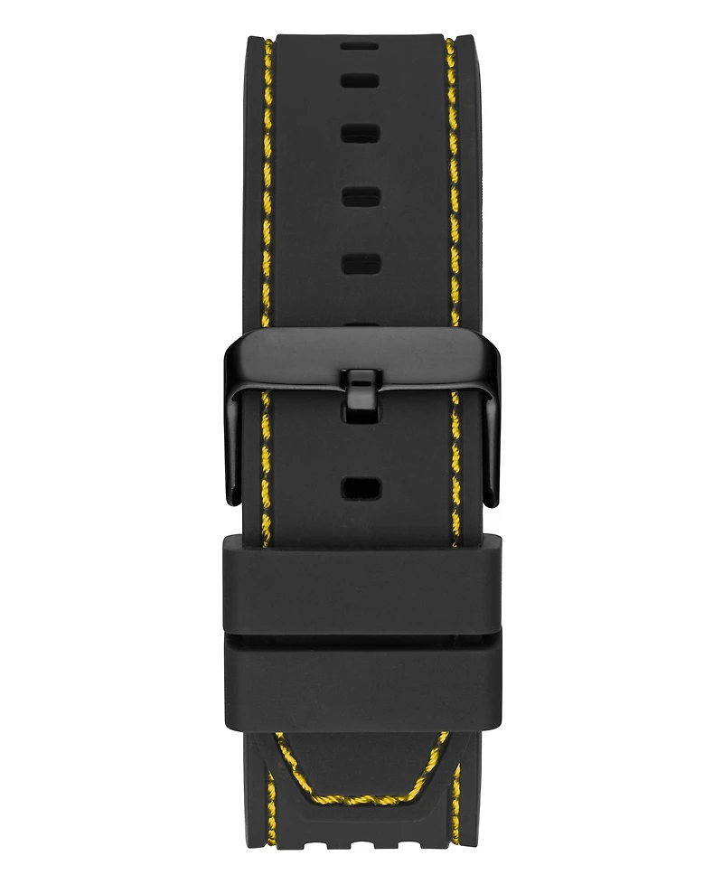 Guess Men's Yellow Black Silicone Strap Watch 44mm