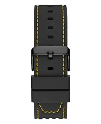 Guess Men's Yellow Black Silicone Strap Watch 44mm