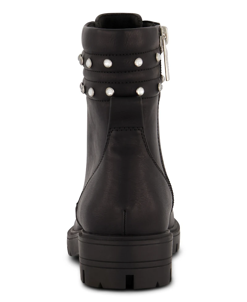 Dkny Big Girls Stassi Stone Crystal Stud Collar Moto Boots