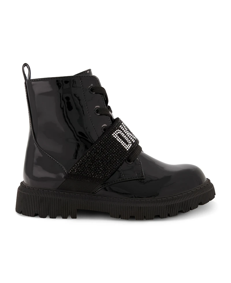 Dkny Little Girls Elastic Logo Strap Moto Boots