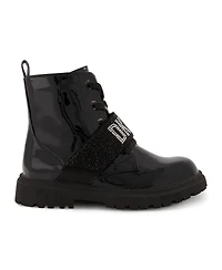 Dkny Little Girls Elastic Logo Strap Moto Boots