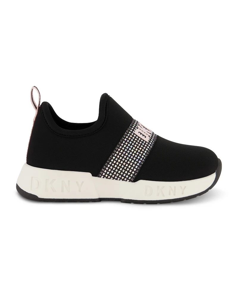 Dkny Toddler Girls Iridescent Strap Elastic Slip On Sneakers