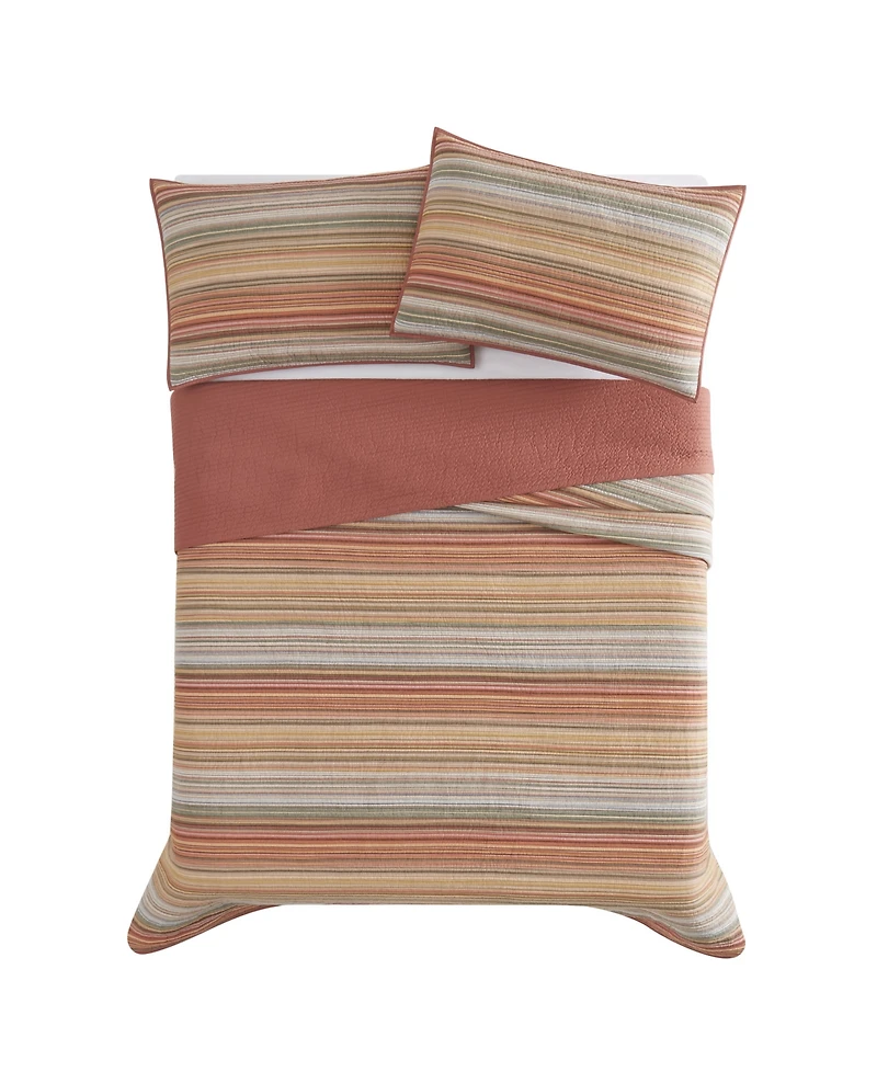 Brooklyn Loom Sunset Stripe Yarn Dye 3 Piece Quilt Set, Full/Queen