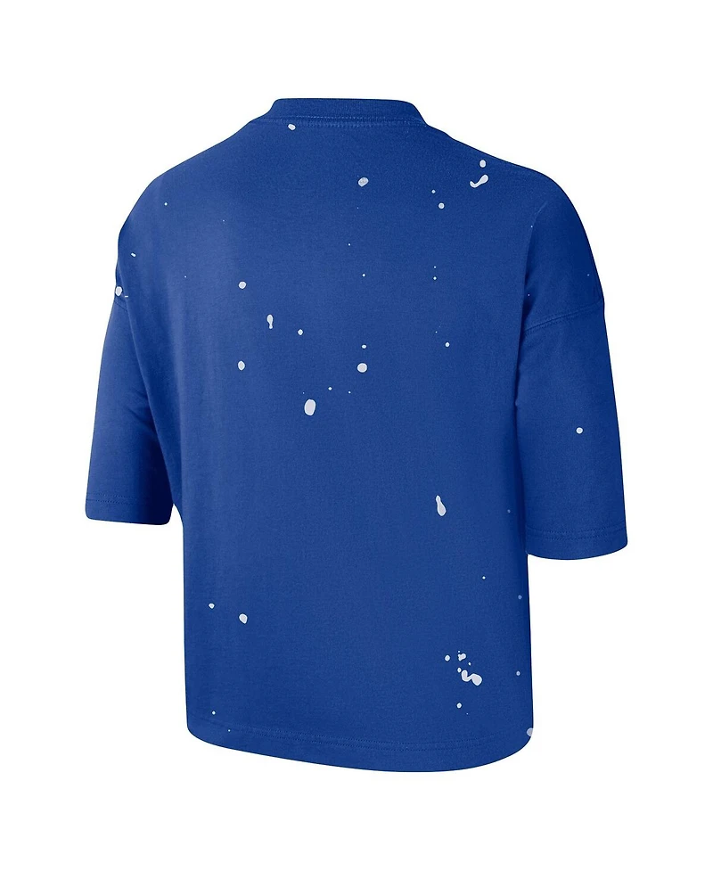 Women's Nike Royal Philadelphia 76ers Courtside Splatter Cropped T-shirt