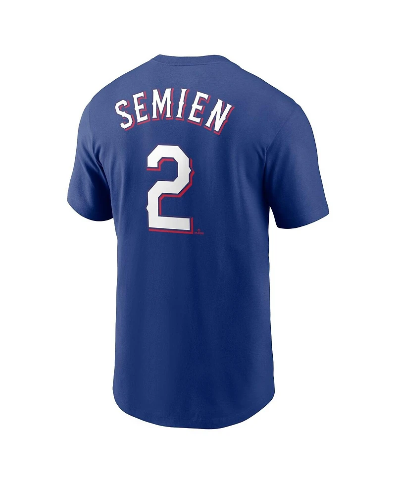Men's Nike Marcus Semien Royal Texas Rangers Name and Number T-shirt