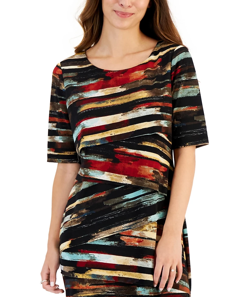 Connected Petite Zig-Zag-Print Dress