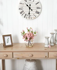 Nearly Natural Cherry Blossom in Large Glass Vase