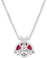 Le Vian Raspberry Rhodolite (1-1/6 ct. t.w.) & Diamond (1/10 ct. t.w.) Ladybug Adjustable 19" Pendant Necklace in 14k White Gold