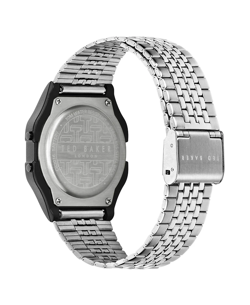 Ted Baker Unisex Ted 80's Silver-Tone Stainless Steel Bracelet Watch 35.5mm
