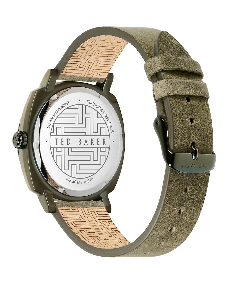 Ted Baker Men's Caine Green Leather Strap Watch 42mm