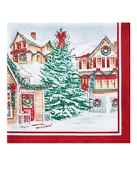 Elrene Storybook Christmas Village Holiday 4 Piece Napkin Set, 17" x 17"