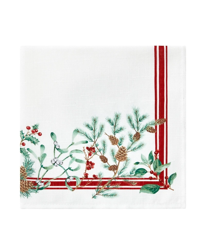 Elrene Winter Holiday Berry Fabric 4 Piece Napkin Set, 17" x 17"