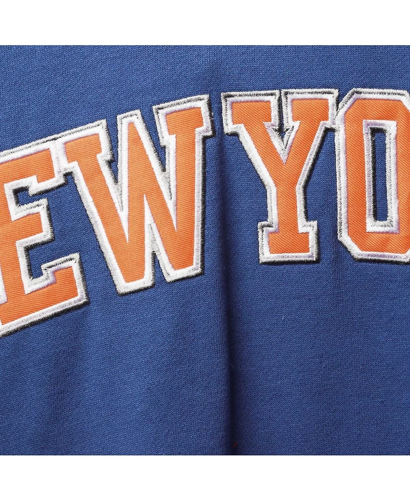 Men's Fanatics Royal, Orange New York Knicks Big and Tall Double Contrast Pullover Hoodie