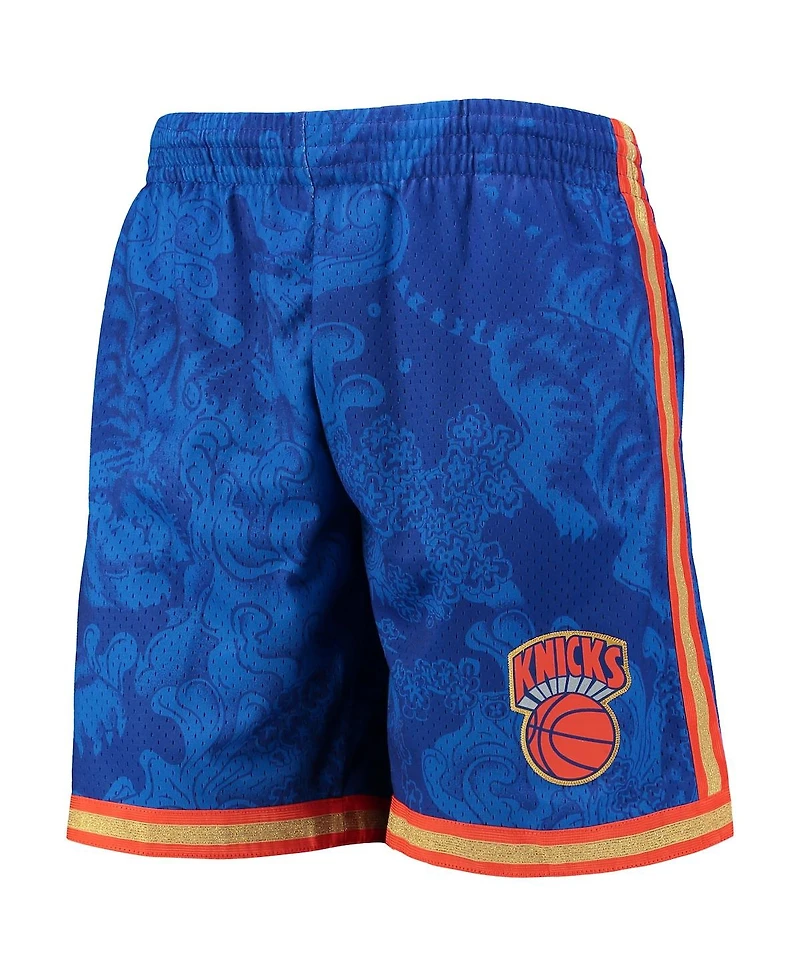Men's Mitchell & Ness Blue New York Knicks Hardwood Classics Lunar Year Swingman Shorts