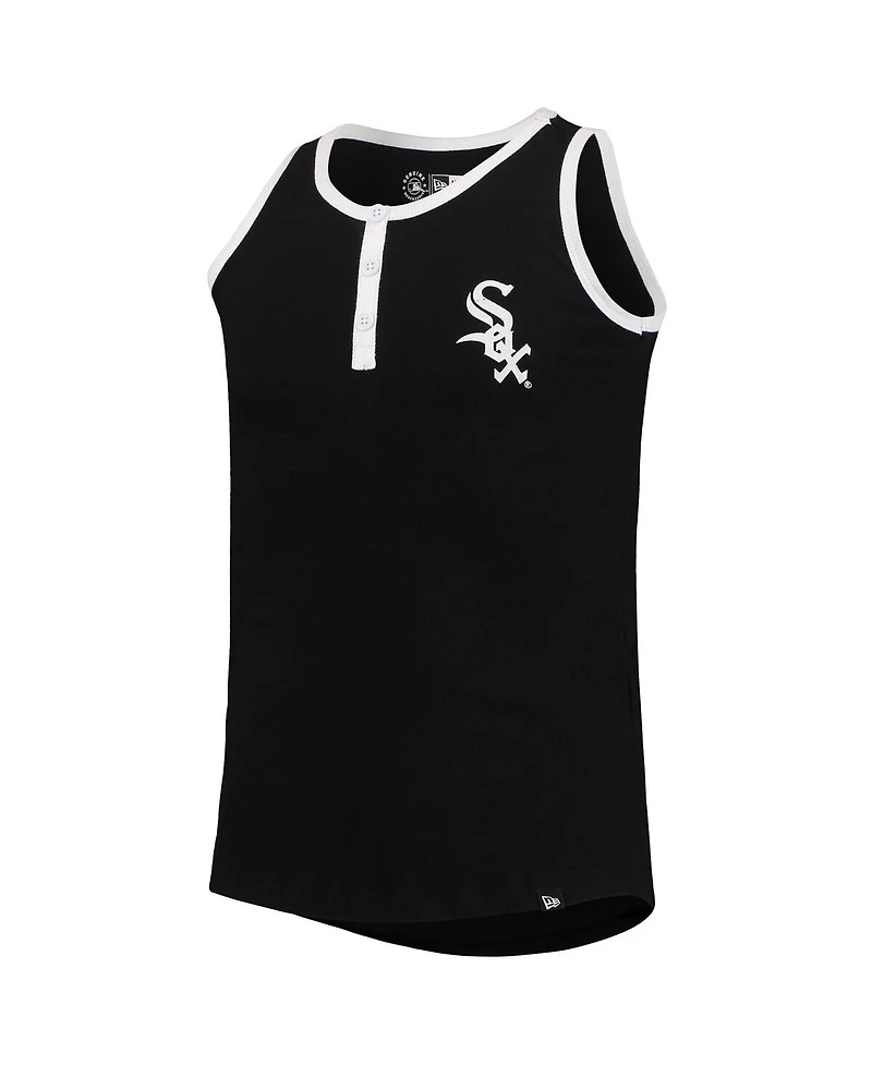 Big Girls New Era Black Chicago White Sox Henley Tank Top