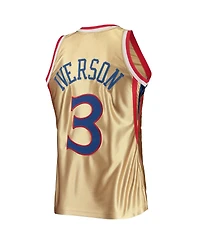 Men's Mitchell & Ness Allen Iverson Gold Philadelphia 76ers 75th Anniversary 1996-97 Hardwood Classics Swingman Jersey