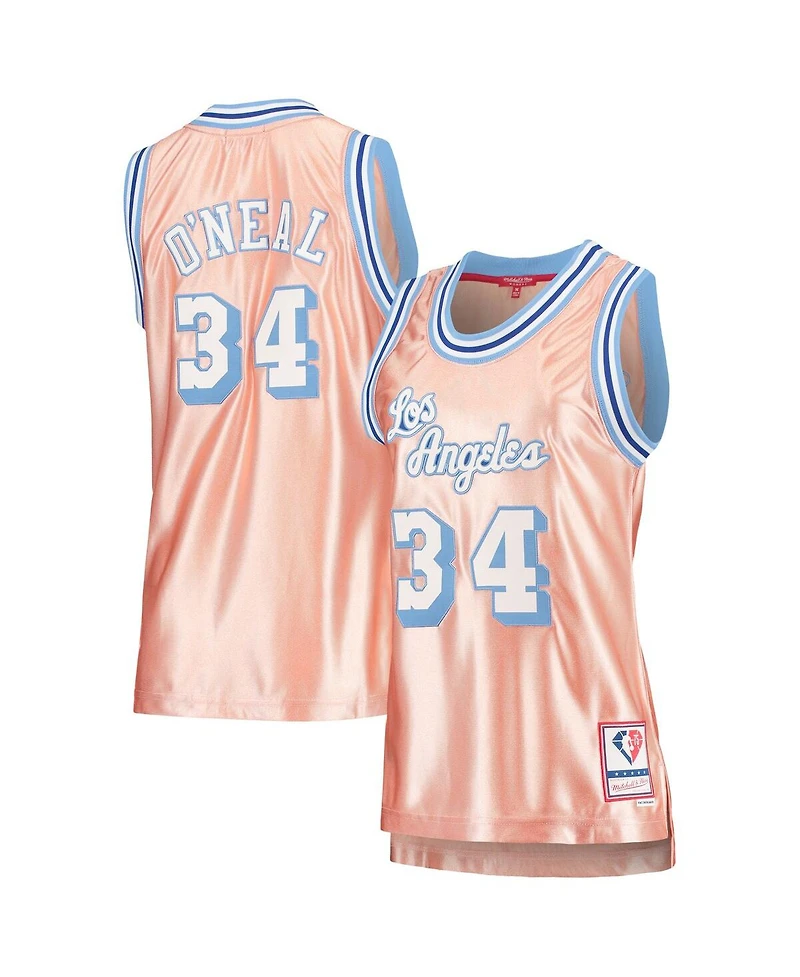 Women's Mitchell & Ness Shaquille O'Neal Pink Los Angeles Lakers 75th Anniversary Rose Gold 1996 Swingman Jersey