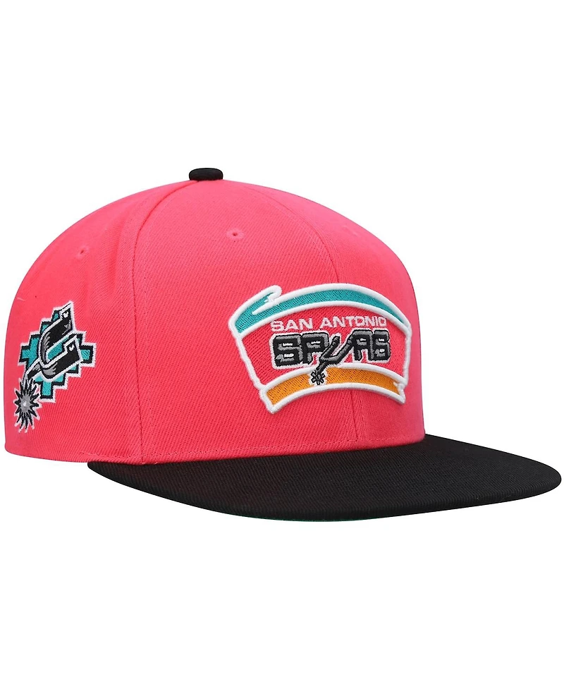 Men's Mitchell & Ness Pink San Antonio Spurs Hardwood Classics Snapback Hat