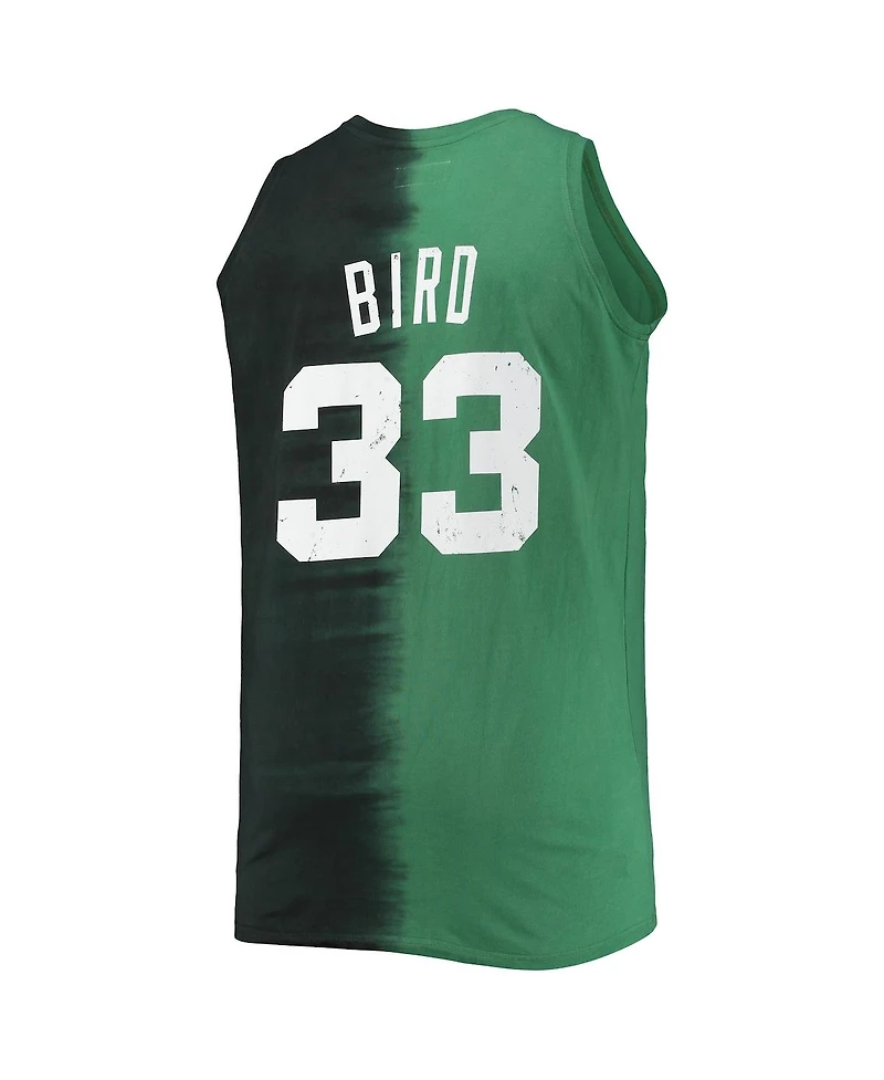 Men's Mitchell & Ness Larry Bird Black and Kelly Green Boston Celtics Profile Tie-Dye Player Tank Top