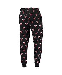 Men's The Wild Collective Black Chicago Bulls Allover Logo Jogger Pants