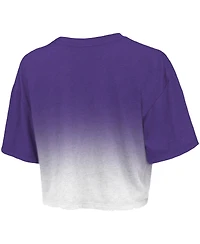 Women's Majestic Threads Purple, White Los Angeles Lakers Dirty Dribble Tri-Blend Cropped T-shirt