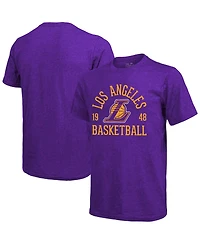 Men's Majestic Threads Heathered Purple Los Angeles Lakers Ball Hog Logo Tri-Blend T-shirt
