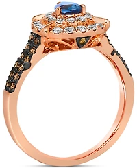 Le Vian Blueberry Sapphire (1/3 ct. t.w.) & Diamond (3/4 ct. t.w.) Teardrop Halo Ring in 14k Rose Gold