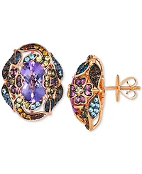 Le Vian Multi-Gemstone Floral Cluster Statement Stud Earrings (7-3/4 ct. t.w.) in 14k Rose Gold
