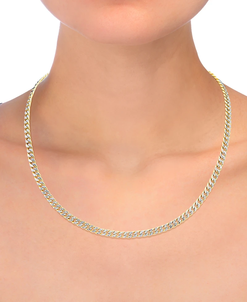 Double-Sided Cuban Link 20" Chain Necklace (4.5mm) in 10k Two-Tone Gold