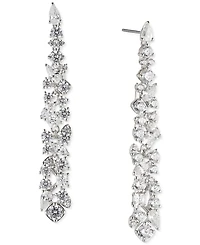 Eliot Danori Silver-Tone Cubic Zirconia Cluster Linear Drop Earrings, Created for Macy's