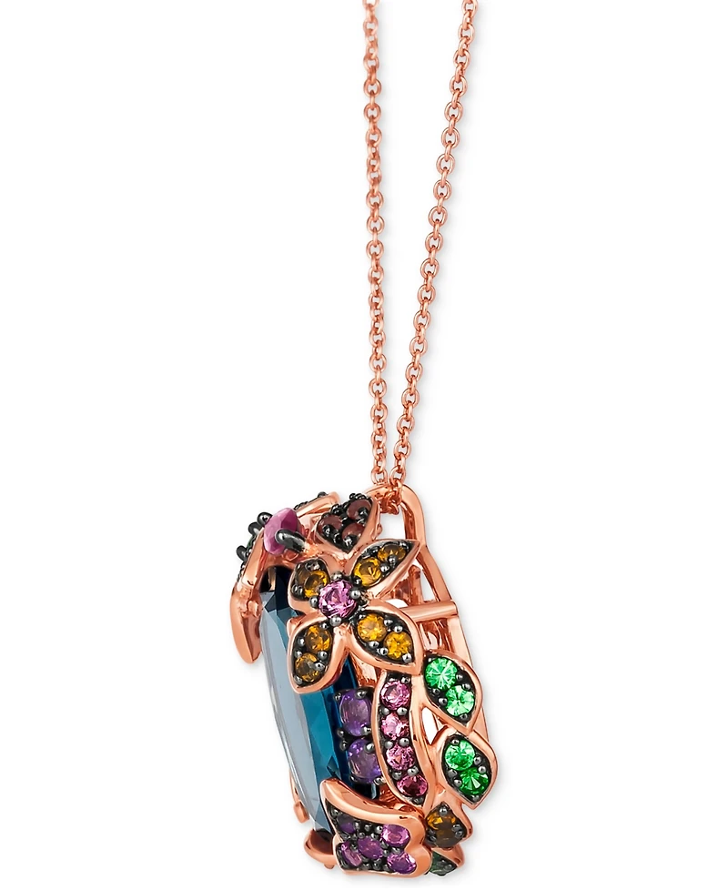 Le Vian Multi-Gemstone (7 ct. t.w.) & Nude Diamond (1/10 ct. t.w.) Floral 20" Adjustable Pendant Necklace in 14k Rose Gold