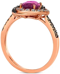 Le Vian Raspberry Rhodolite (1-3/8 ct. t.w.) & Diamond (3/8 ct. t.w.) Halo Ring in 14k Rose Gold