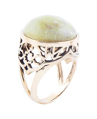 Barse Flora Bronze and Genuine Canadian Jade Ring
