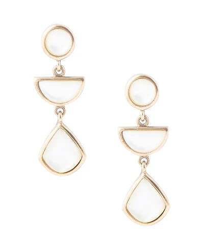 Barse Maldives Bronze and Genuine Mother-of-Pearl Linear Earrings