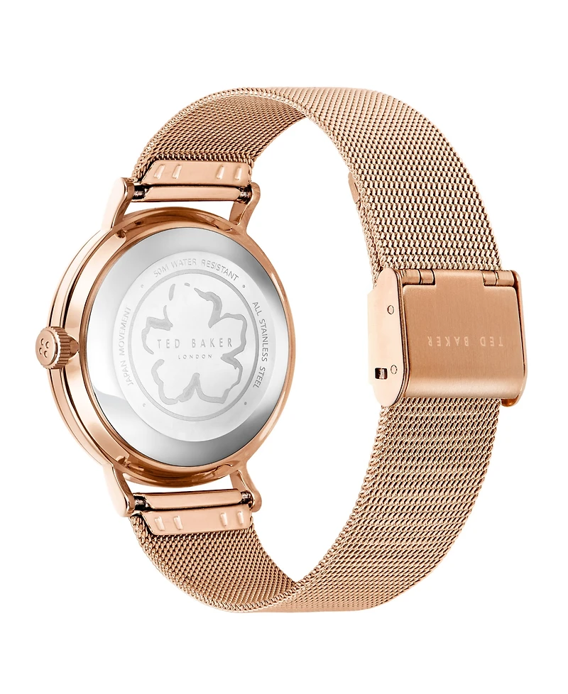 Ted Baker Women's Phylipa Retro Rose Gold-Tone Stainless Steel Mesh Watch 37mm