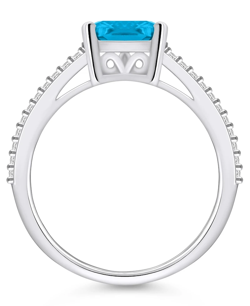 Macy's Blue Topaz and Diamond Accent Ring 14K White Gold