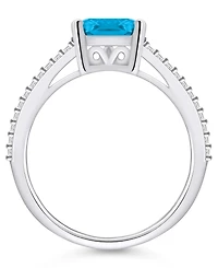 Macy's Blue Topaz and Diamond Accent Ring 14K White Gold