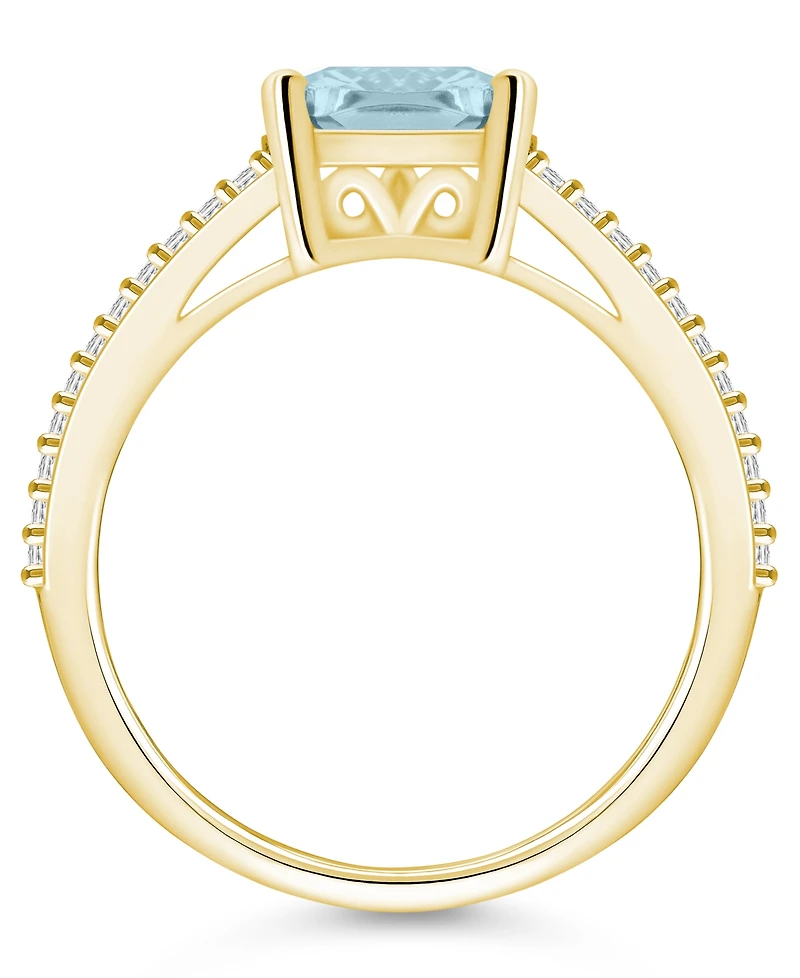Macy's Aquamarine and Diamond Accent Ring 14K Yellow Gold