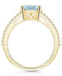 Macy's Aquamarine and Diamond Accent Ring 14K Yellow Gold