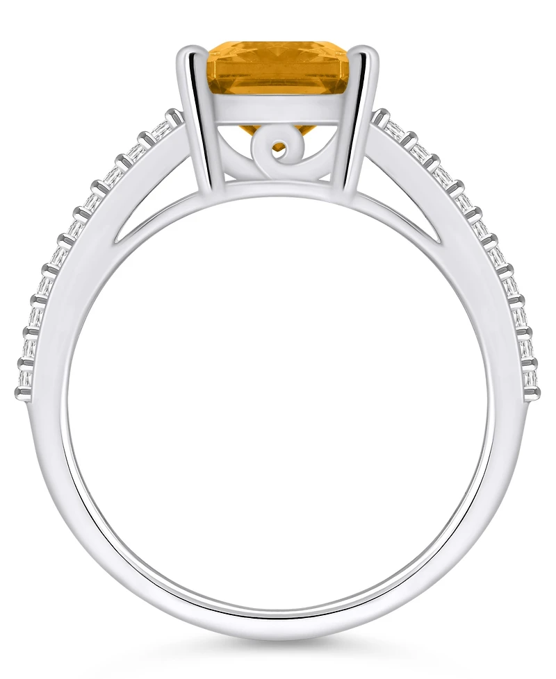 Macy's Citrine and Diamond Accent Ring 14K White Gold