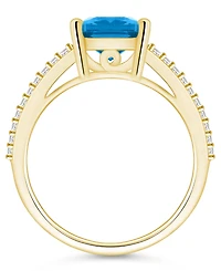 Macy's Blue Topaz and Diamond Accent Ring 14K Yellow Gold
