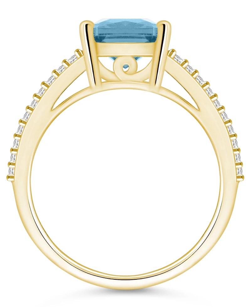 Macy's Aquamarine and Diamond Accent Ring 14K Yellow Gold