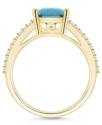 Macy's Aquamarine and Diamond Accent Ring 14K Yellow Gold