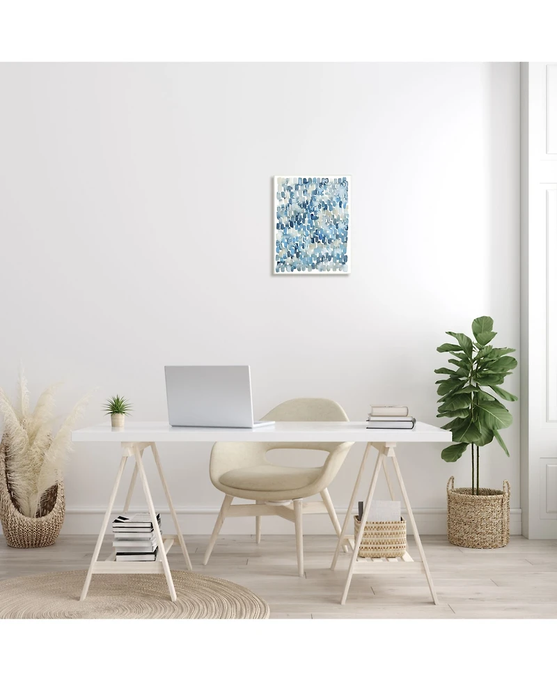 Stupell Industries Coastal Tile Abstract Soft Blue Beige Shapes Wall Plaque Art