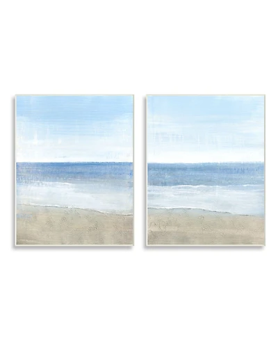Stupell Industries Coastal Seafoam Beach Waves Soft Tide Landscape Art, Set of 2, 10" x 15"