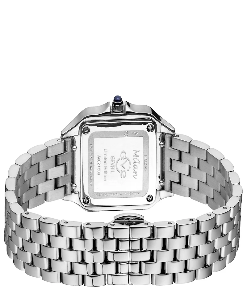 Gevril Women's Milan Swiss Quartz Silver-Tone Stainless Steel Bracelet Watch 27.5mm