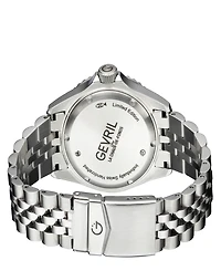 Gevril Men's Wall Street Swiss Automatic Silver-Tone Stainless Steel Bracelet Watch 43mm
