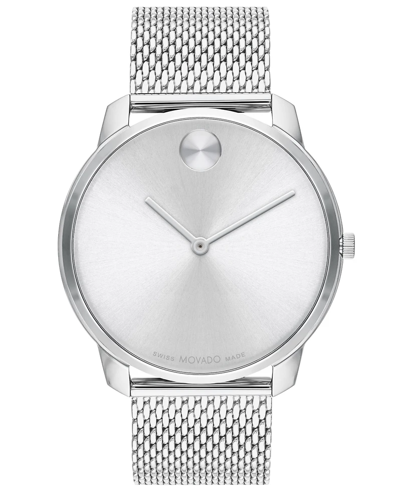 Movado Men's Swiss Bold Thin Stainless Steel Mesh Bracelet Watch 42mm