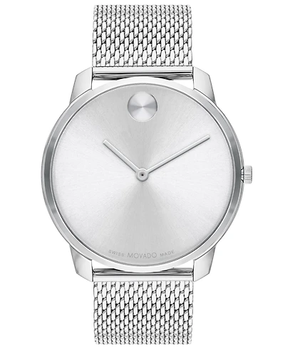 Movado Men's Swiss Bold Thin Stainless Steel Mesh Bracelet Watch 42mm