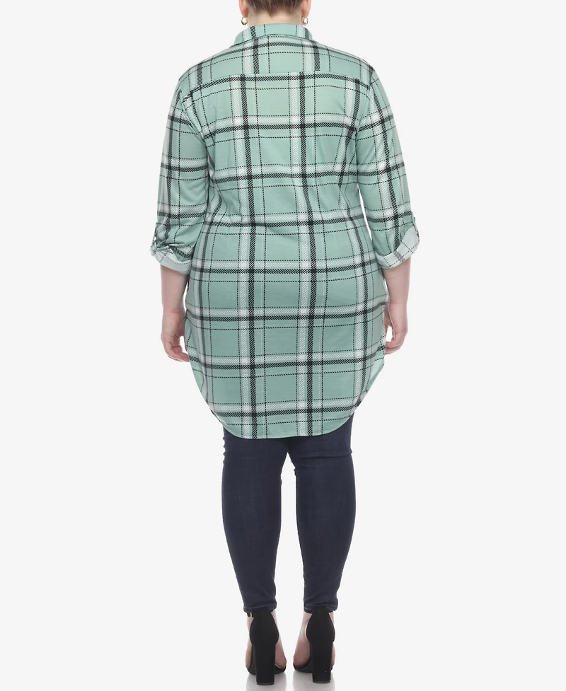 White Mark Plus Plaid Tunic Top